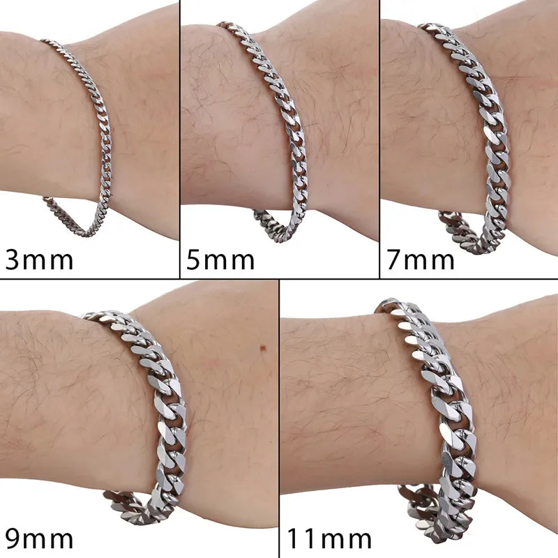 Men's Bracelets Stainless Steel Curb Cuban Link