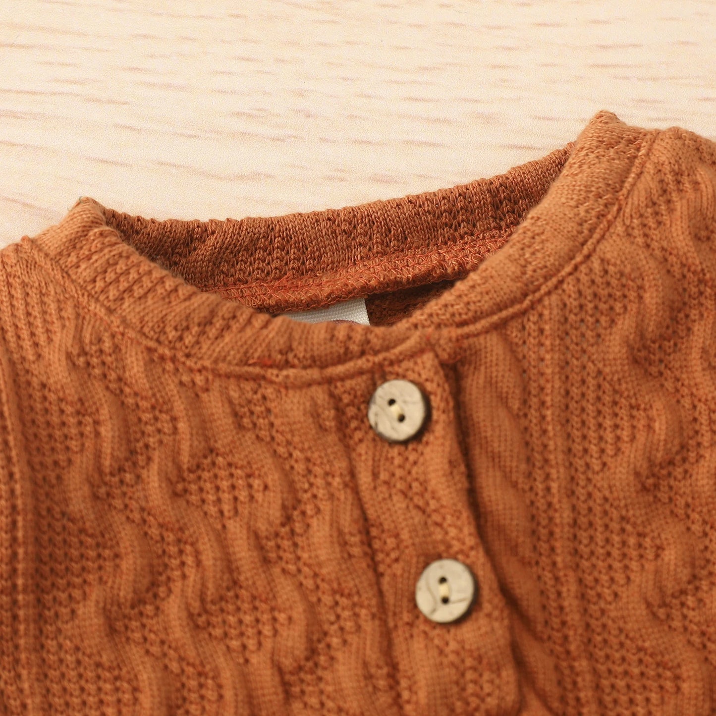 Newborn Infant Long Sleeve Round Neck Button Sweater Knitting Trousers