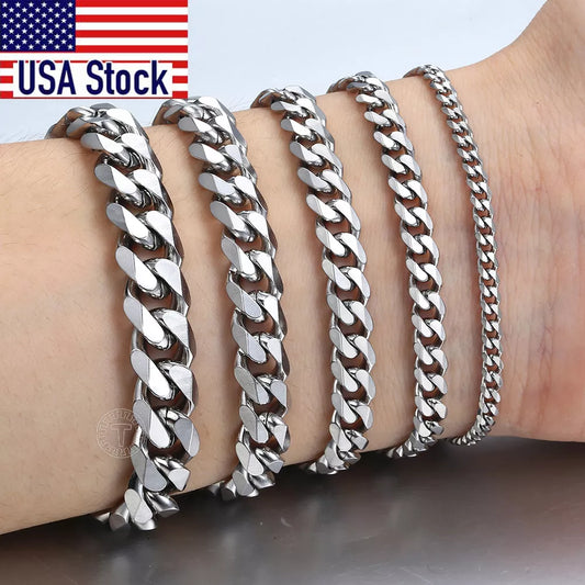 Men's Bracelets Stainless Steel Curb Cuban Link